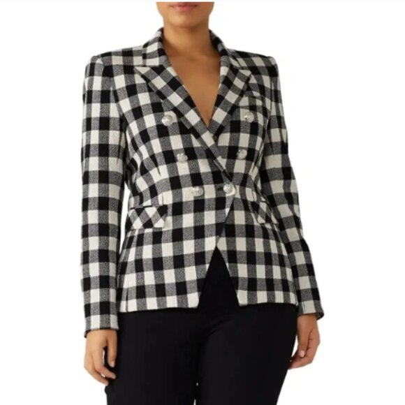 Veronica Beard Miller Dickey Black & White Gingham Checker Blazer Jacket, Sz 24 - Picture 3 of 9